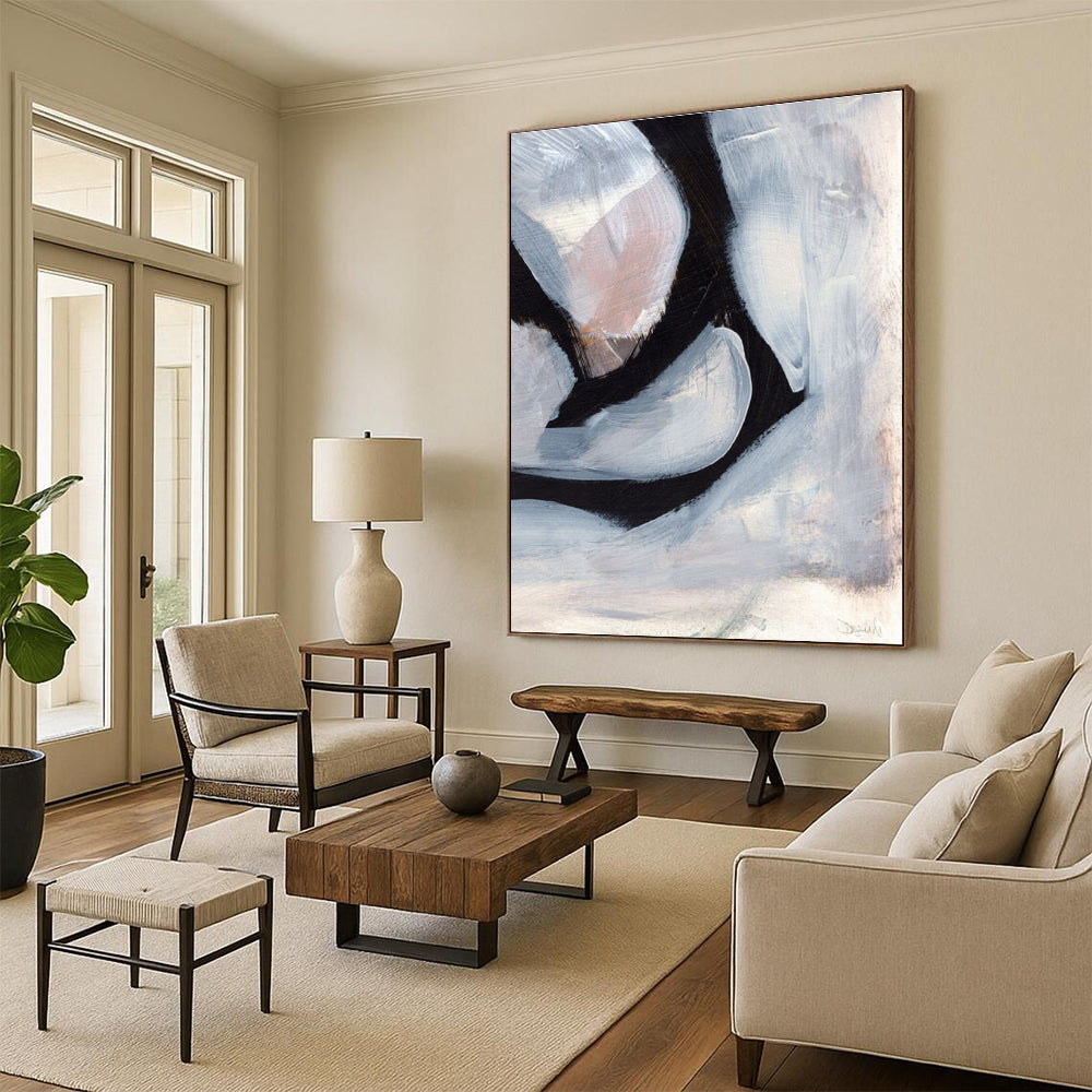 Textured Monochromatic Abstract Shapes for Modern Galleries HENG228