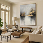 Gold - Lake Abstract Painting for Rustic - Chic Restaurants GAB0862