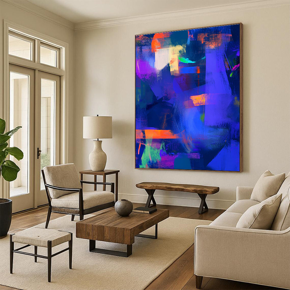 Purple - Blue Abstract Fusion Painting with Mysterious Allure WINK407