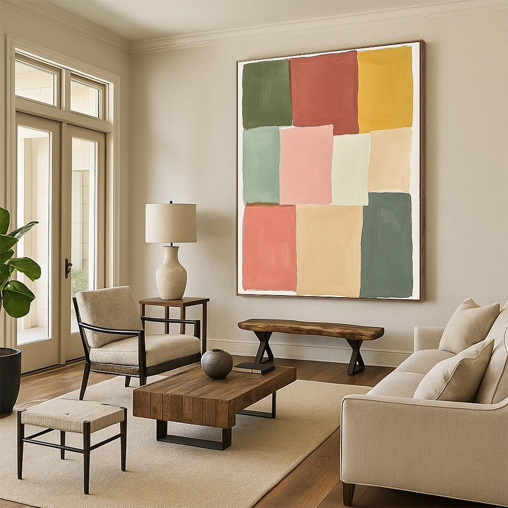 Pastel Color Block Abstract Cheerful Abstract Painting for Light - Filled Spaces GAB1407