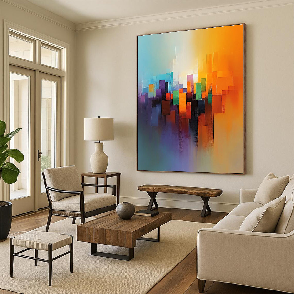 Colorful City Abstract Painting with Optimistic Vibe WINK449