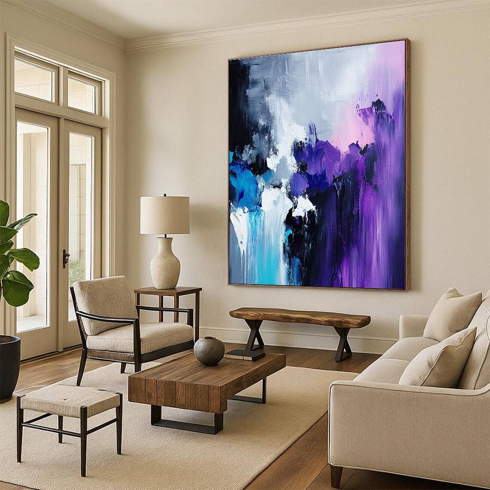 Purple Blue White Abstract Painting with Mystical Depths WINK515
