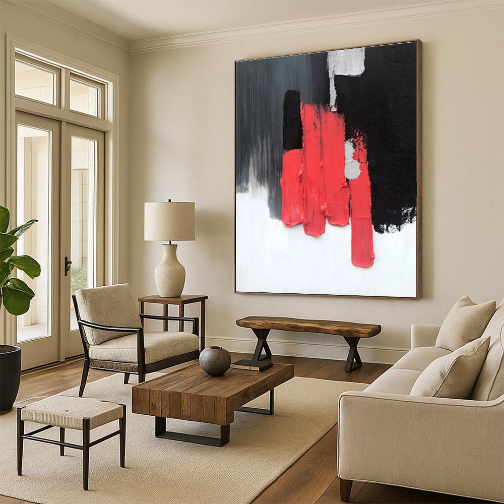 Red - Black - Gray Abstract Painting for Industrial - Chic Lofts HENG394