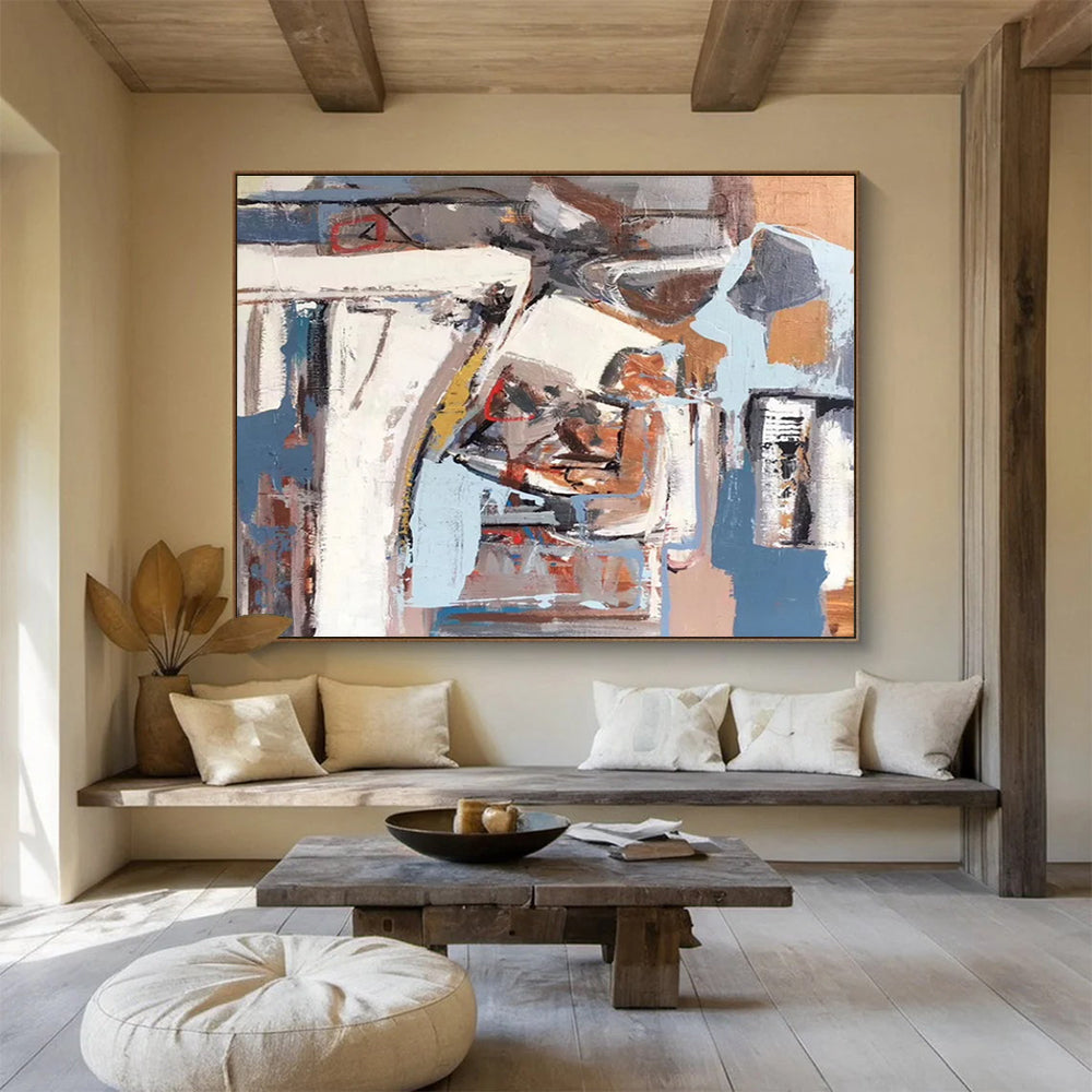 Abstract Coastal Geometry Modern Seascape Painting for Contemporary Spaces YHT025