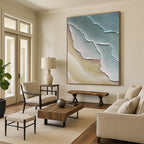 Textured Leaf - Like Abstract in Green and Beige Painting for Nature - Themed Spaces HENG342