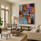 Colorful Geometric Abstract Painting for Trendy Retail Spaces HENG459