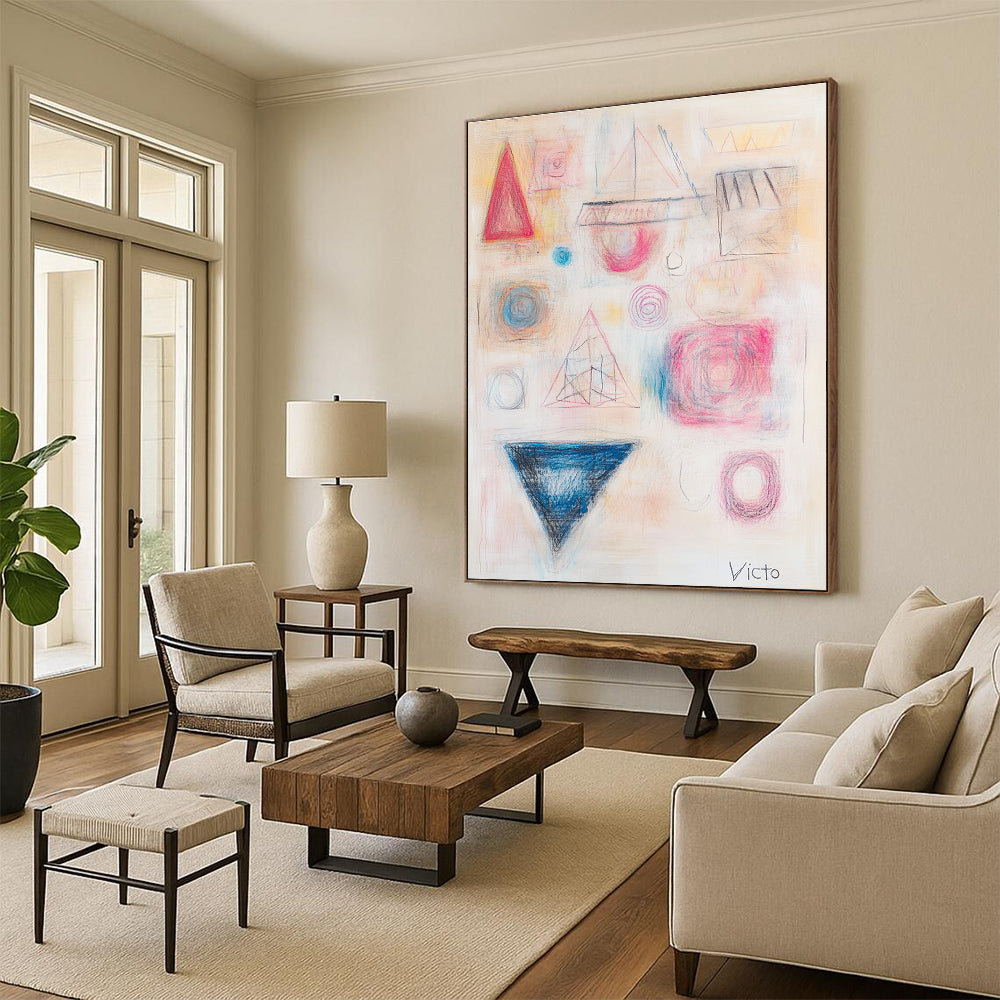 Geometric Pastel Abstract Minimalist Abstract Painting GAB0364