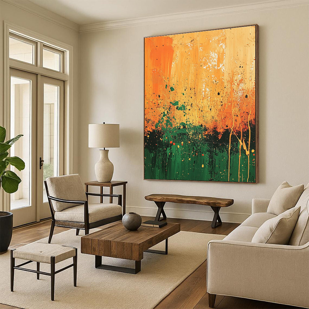 Splattered Field Abstract Painting with Playful Nature Energy WINK492