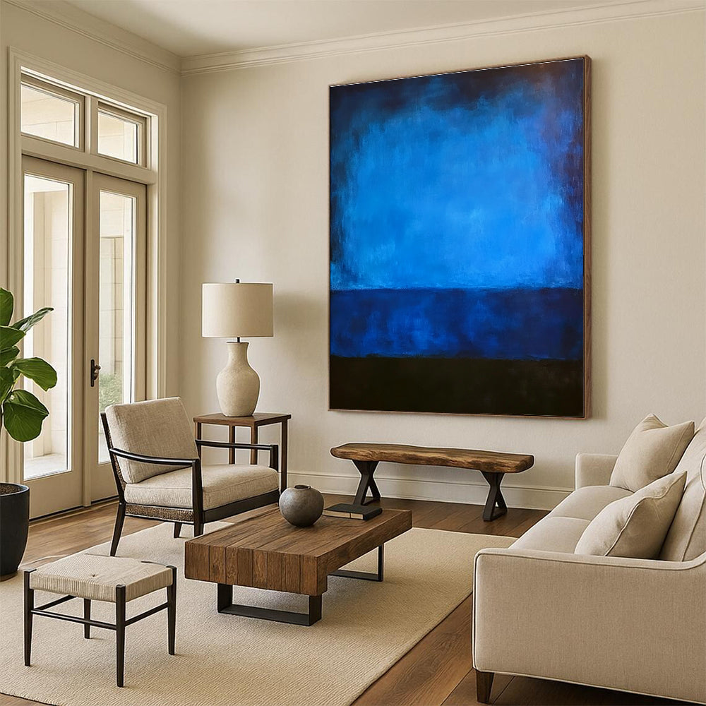Blue Gradient Layers Abstract Painting with Calming Depth WINK087