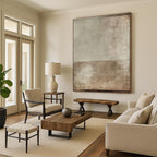 Beige and Brown Textured Abstract Painting for Timeless Living Rooms HENG513