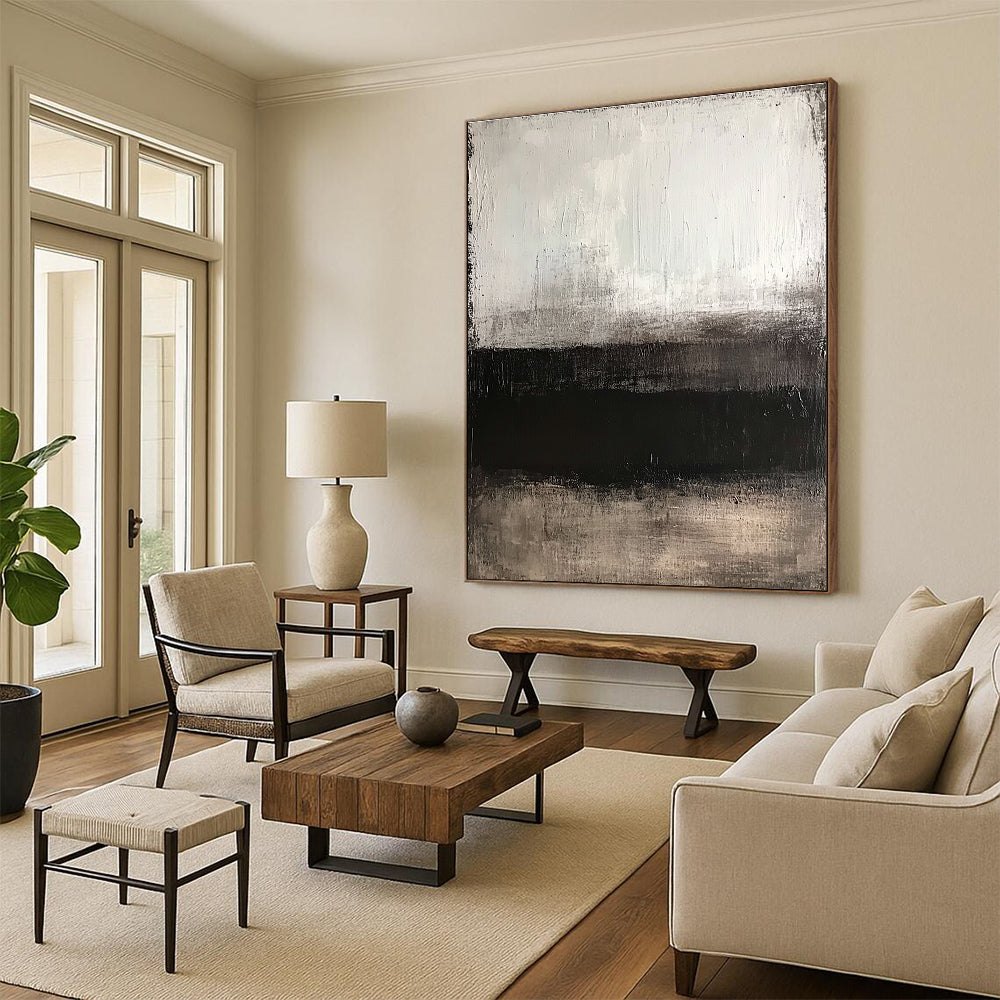 Gray Abstract Horizon Painting with Quiet Contemplation WINK362