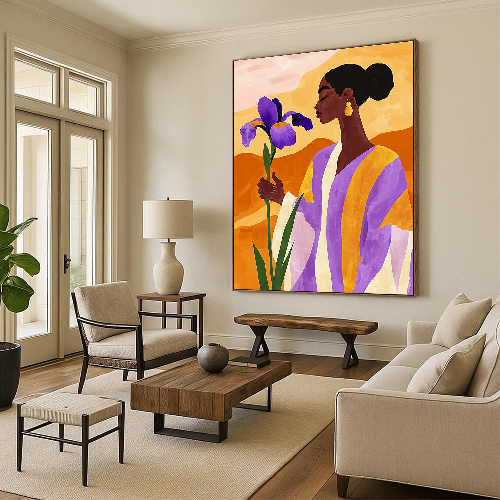 Woman with Iris Abstract Painting for Bohemian - Styled Bedrooms GAB1022