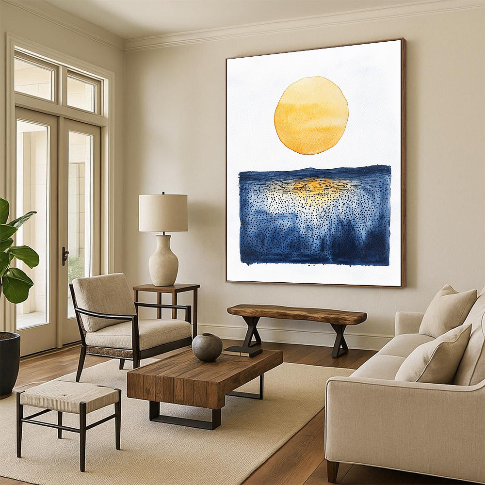 Sun and Sea Dot - Patterned Abstract Painting for Coastal - Themed Balconies GAB0990
