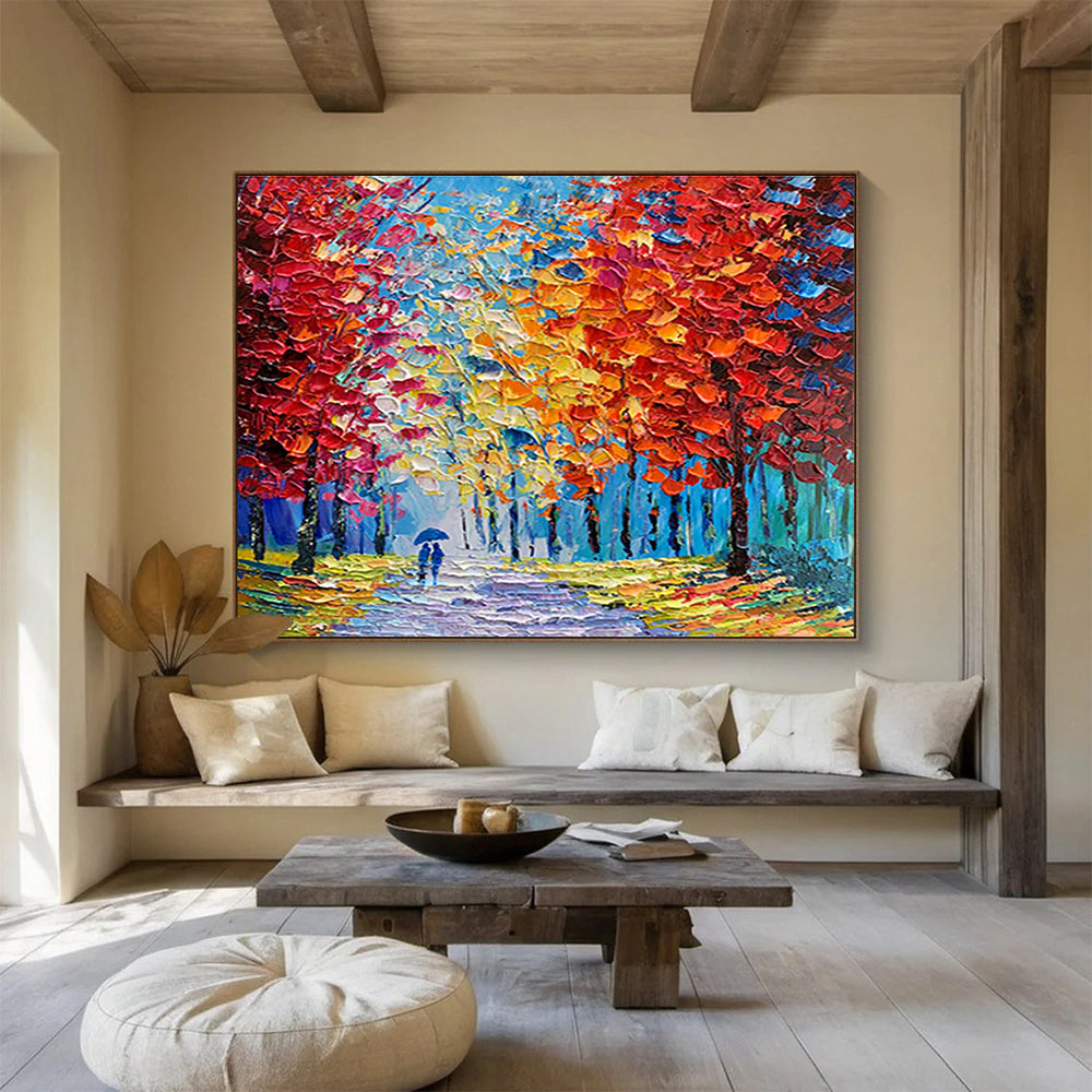 Autumn Stroll Abstract Painting for Cozy Living Rooms YHT200