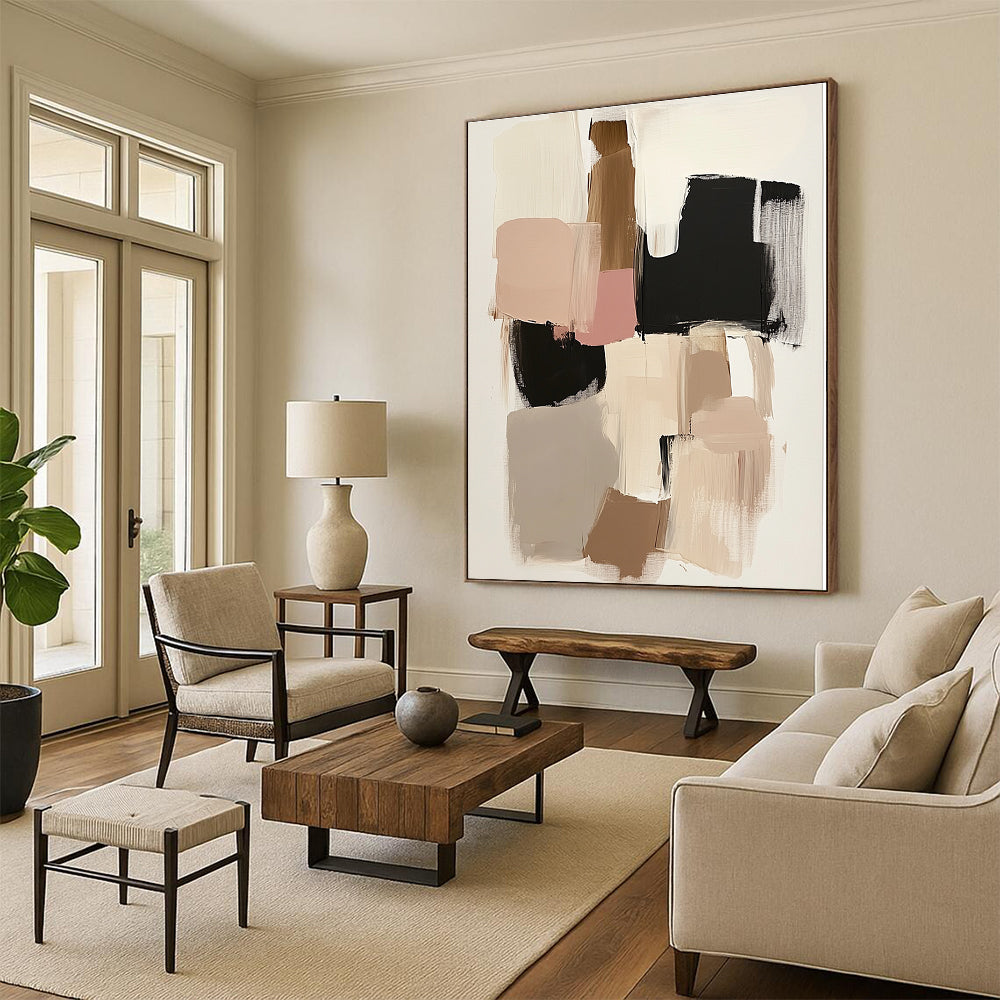 Neutral Color Blocks Abstract Painting with Subtle Harmony WINK480