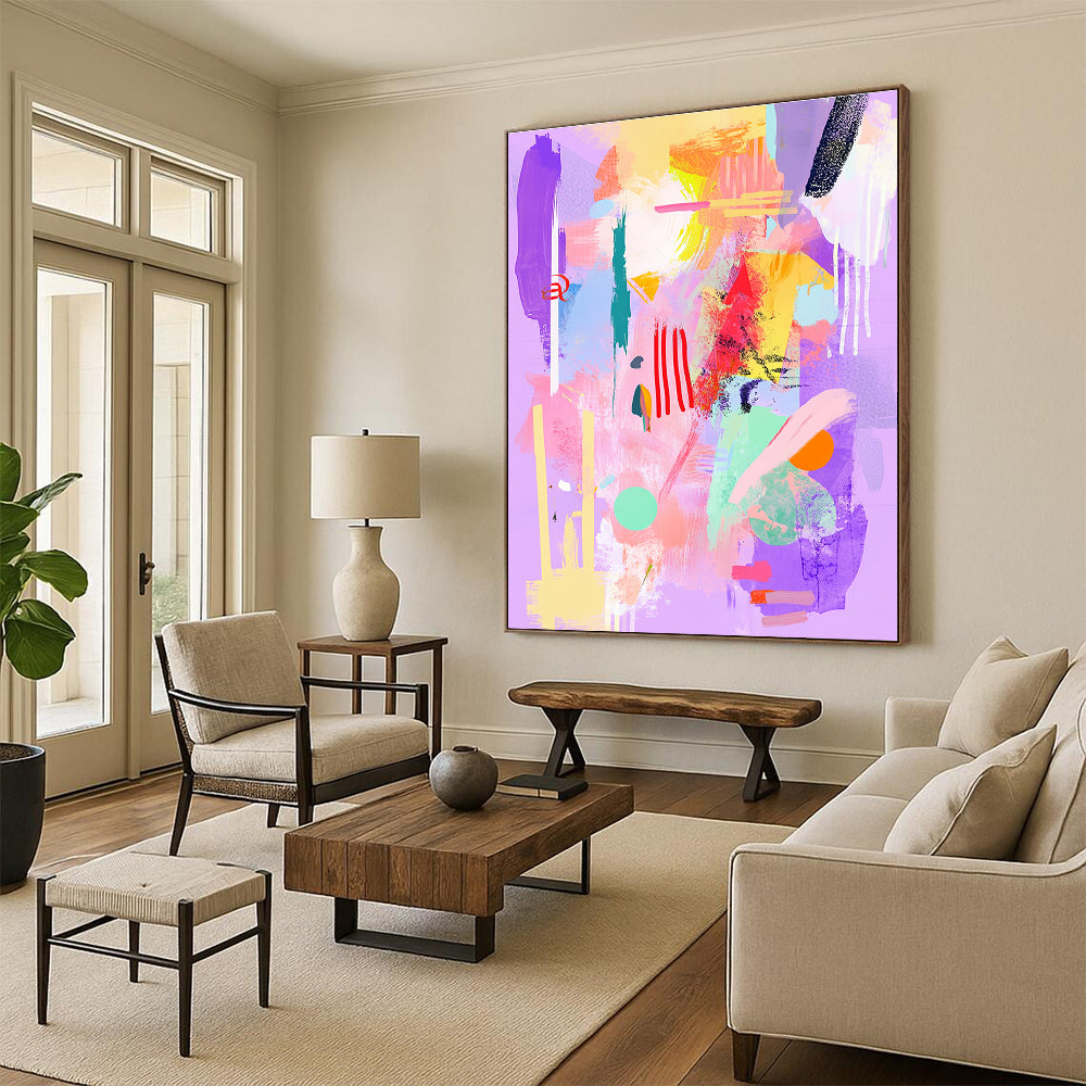 Colorful Pastel Abstract Painting for Bohemian - Styled Cafes GAB1031