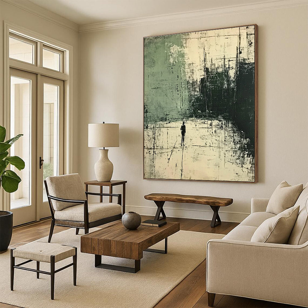 Solitary Figure in Urban Abstract Painting for Thought - Provoking Study Rooms GAB0800