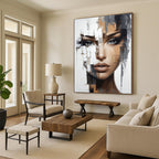 Fragmented Face Abstract Painting with Modern Textures GAB0021