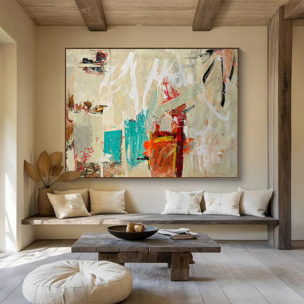 Neutral Tones Abstract Painting for Minimalist Living Rooms YHT238