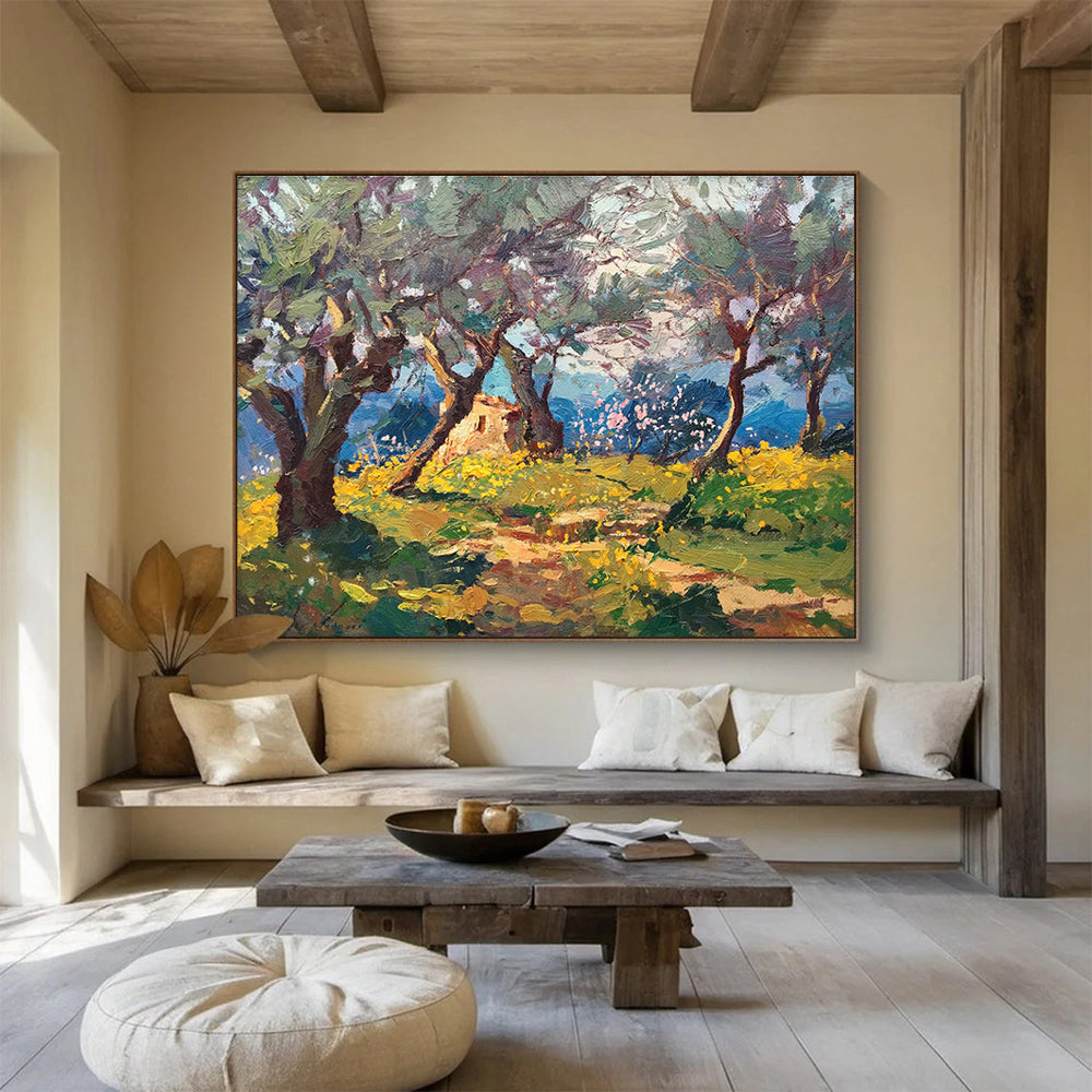 Olive Grove Abstract Painting for Italian Restaurant Private Dining YHT474