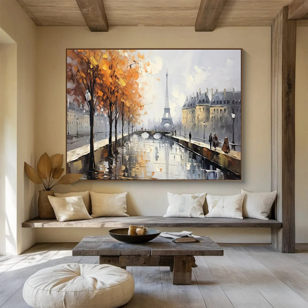 Parisian Autumn Abstract Painting for Romantic Cafes YHT171