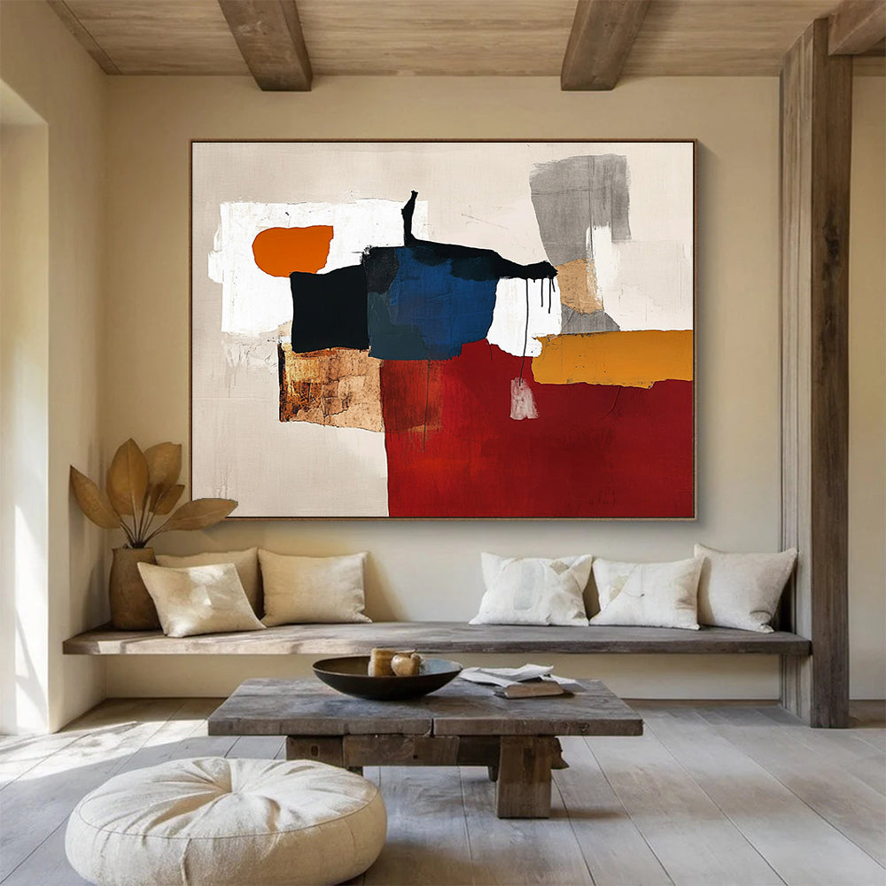 Color Block Collage Abstract Painting with Eclectic, Artistic Fusion ABS487