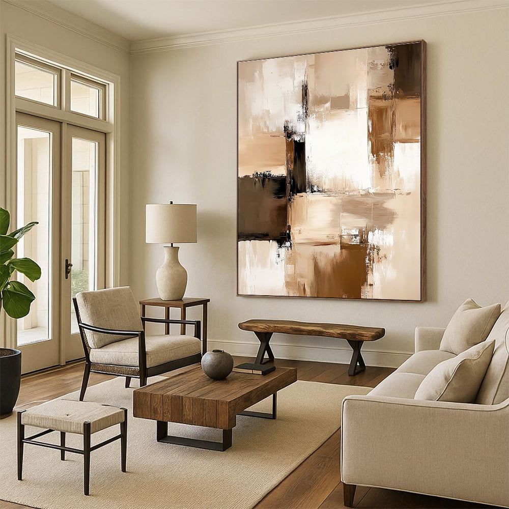 Beige Abstract Composition Painting with Gentle Harmony WINK342
