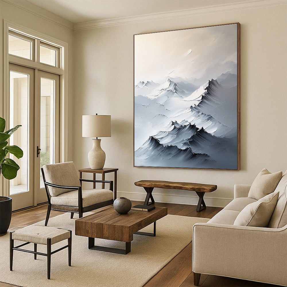 Textured Mountain Peaks Impasto Landscape Abstract Painting for Nature - Lovers’ Spaces GAB1541