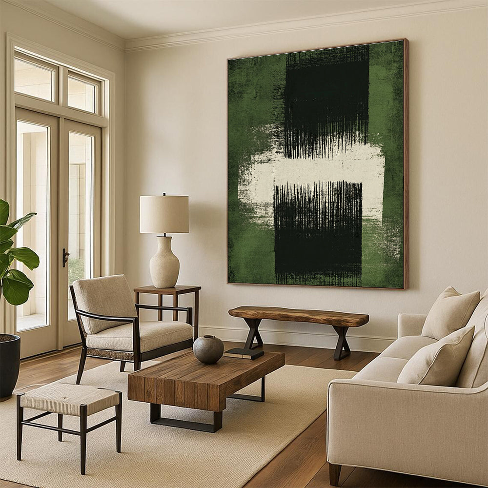 Green and Black Abstract Painting with Bold Simplicity WINK110