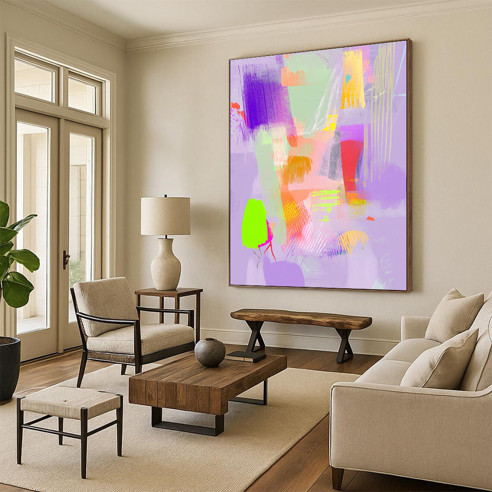 Neon Purple Abstract Painting for Trendy Boutiques GAB1030