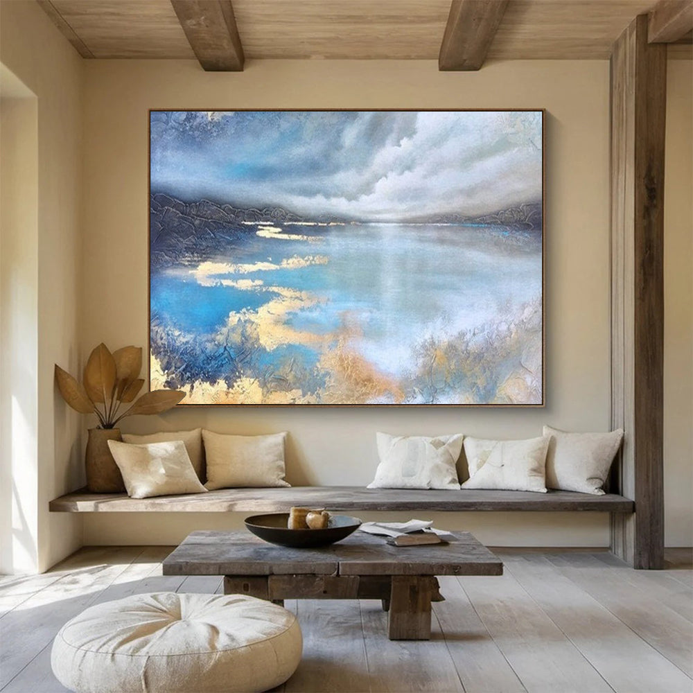 Lake Reflection Abstract Painting for Nature - Inspired Offices YHT192