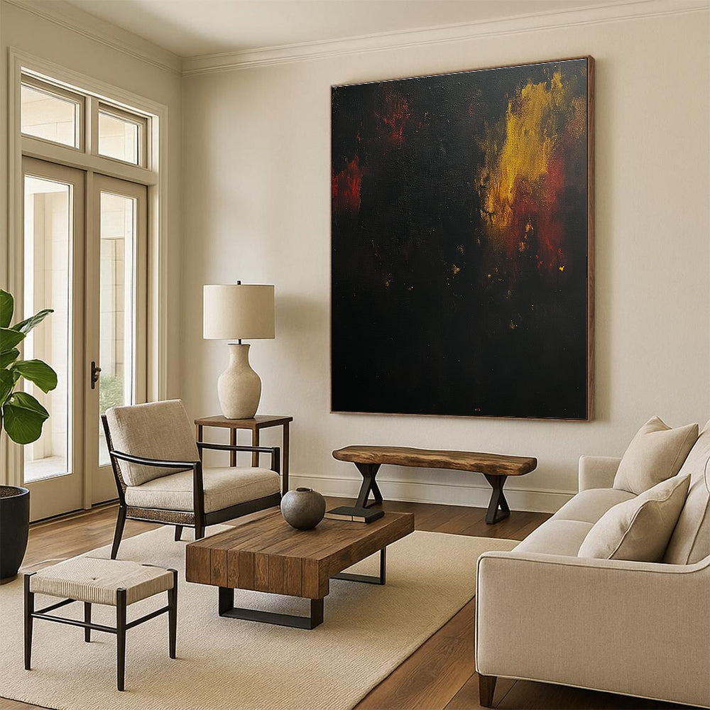 Dark Abstract Flames Painting with Mysterious Intensity WINK438