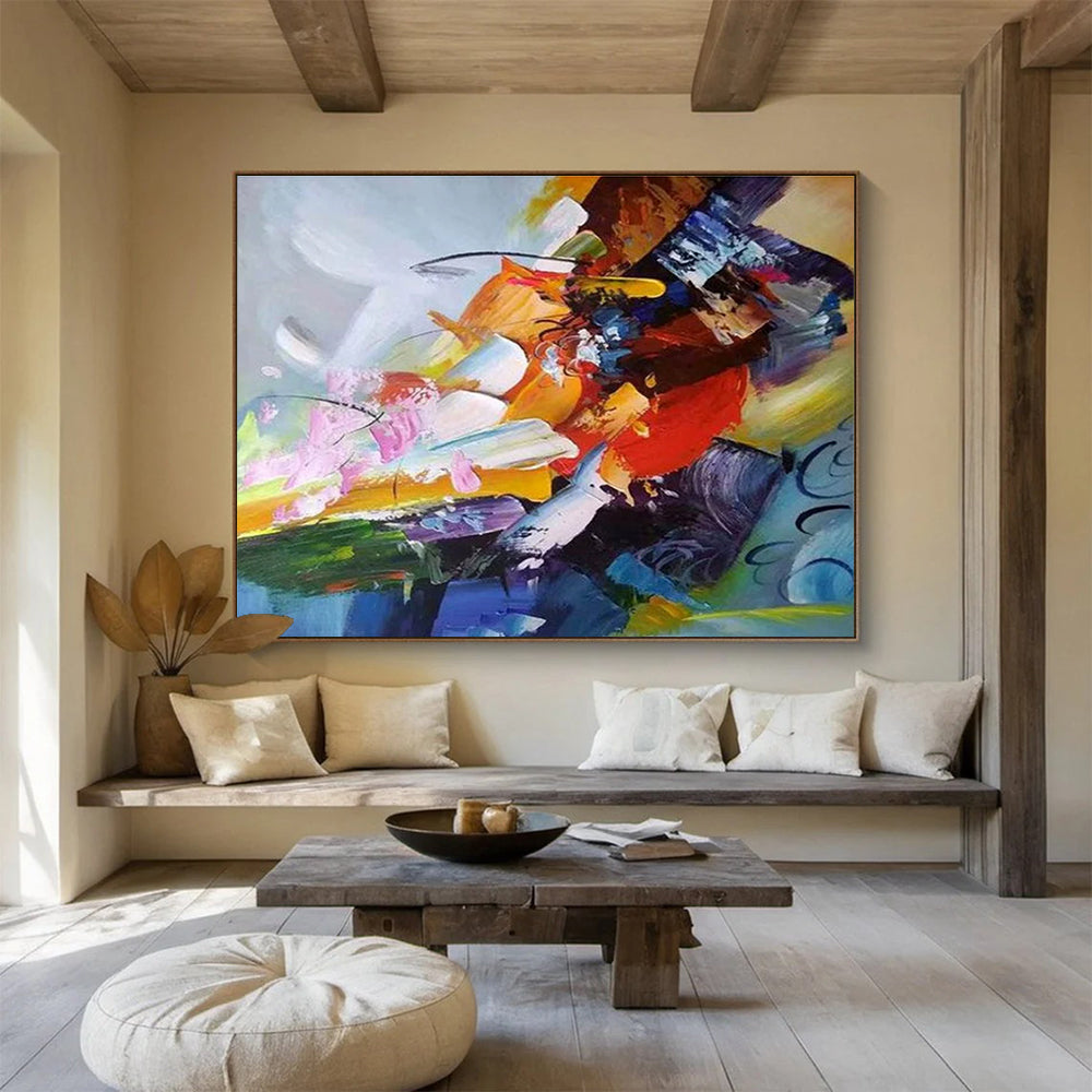 Dynamic Color Fusion Abstract Painting for Modern Art Galleries YHT281