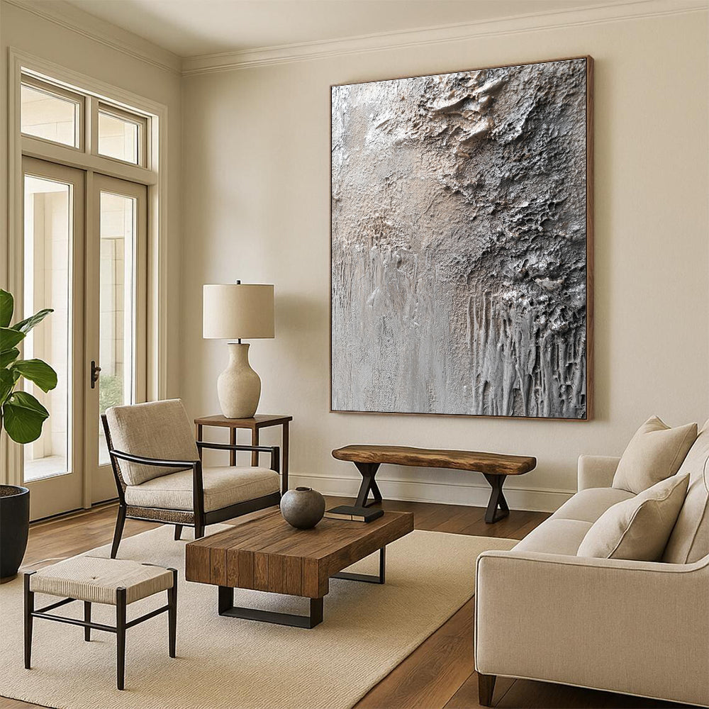 Textured Concrete - Like Surface Abstract Painting with Raw Authenticity WINK251