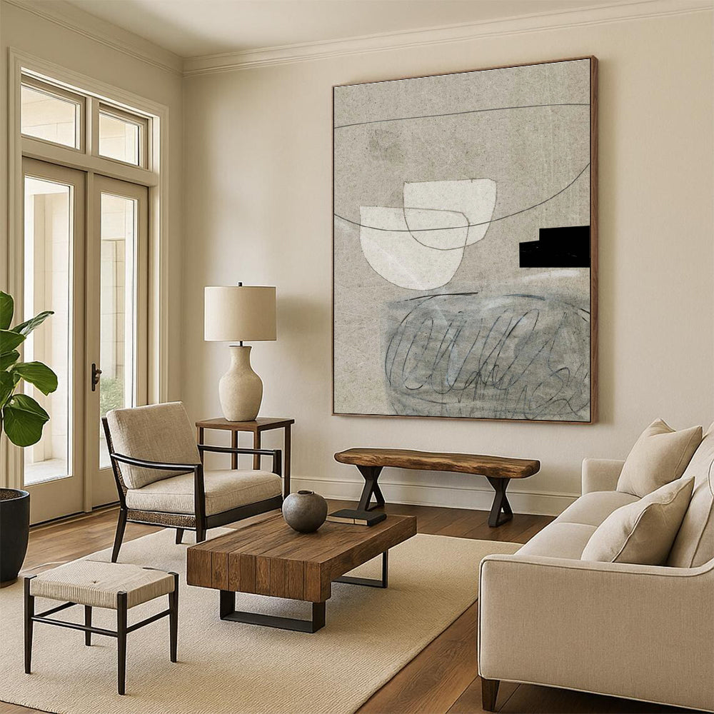 Delicate Minimalist Line - Shape Abstract Art for Quiet Spaces HENG238
