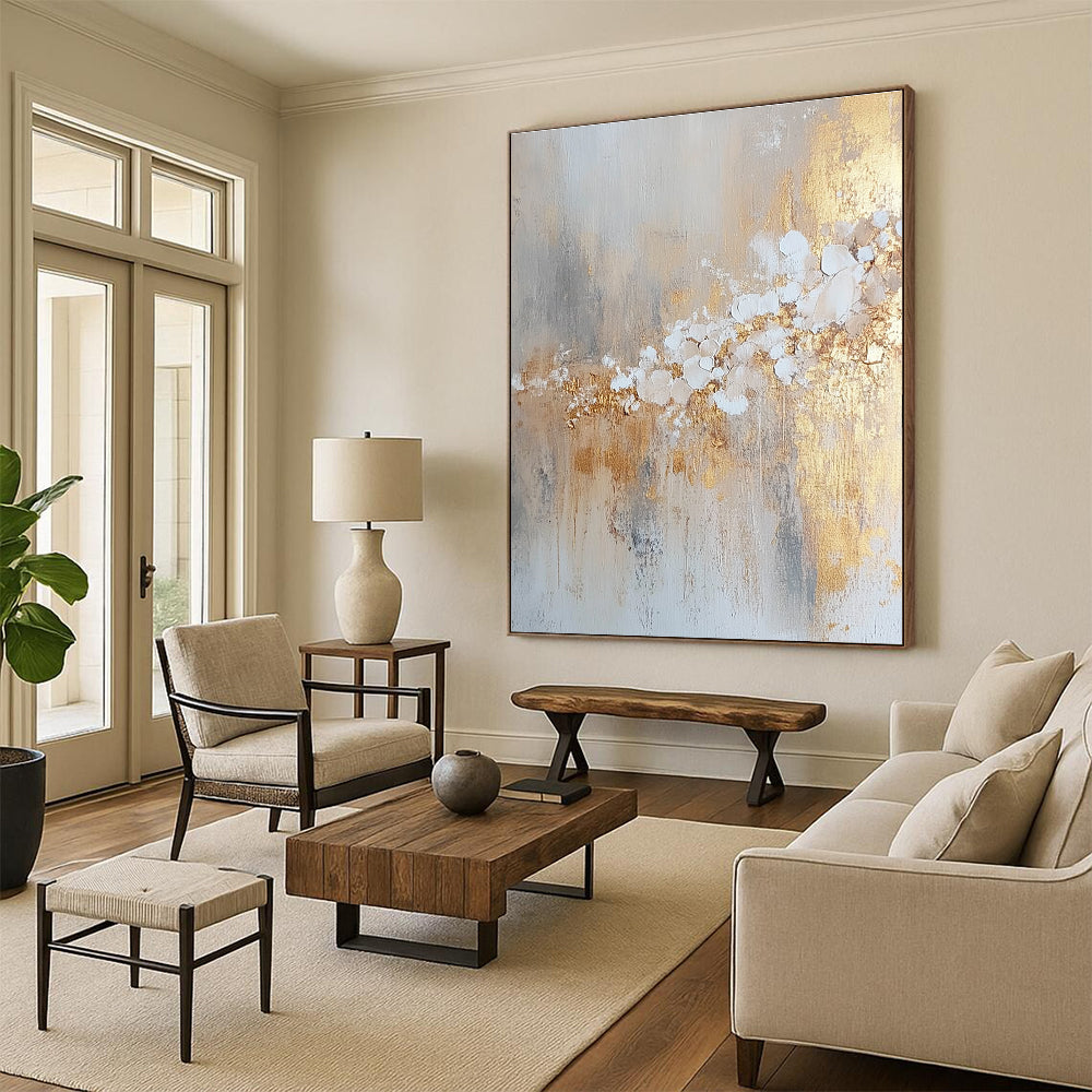 Gold Beige Abstract Painting with Subtle Opulence WINK738