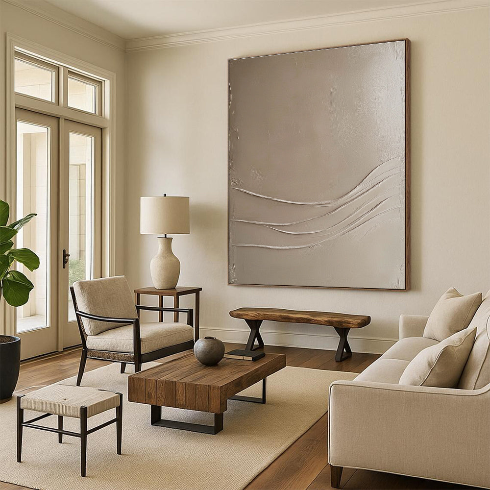 Beige Textured Abstract Painting for Minimalist Living Rooms GAB1032