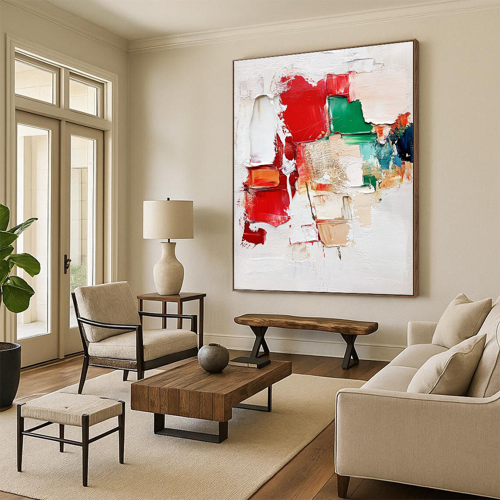 Textured Color Block Abstract Painting with Bold Simplicity WINK589