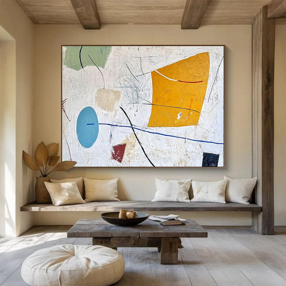 White - Based Colorful Abstract Painting with Random, Artistic Chaos ABS456