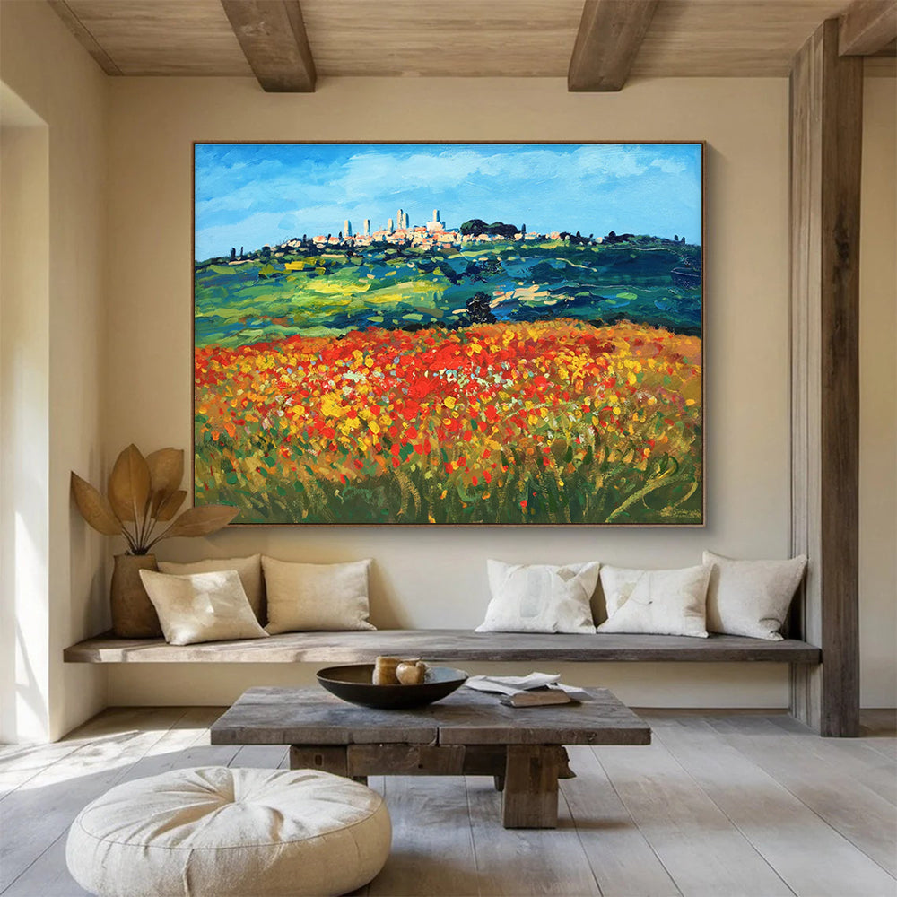 Tuscan Field Abstract Painting for Italian Villa Rental Offices YHT468