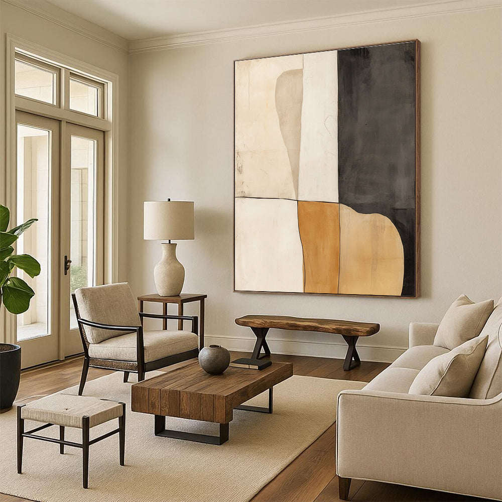 Neutral Geometric Forms Abstract Painting with Quiet Sophistication WINK055