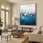 Blue and White Waves Abstract Painting for Coastal Vibes GAB0712