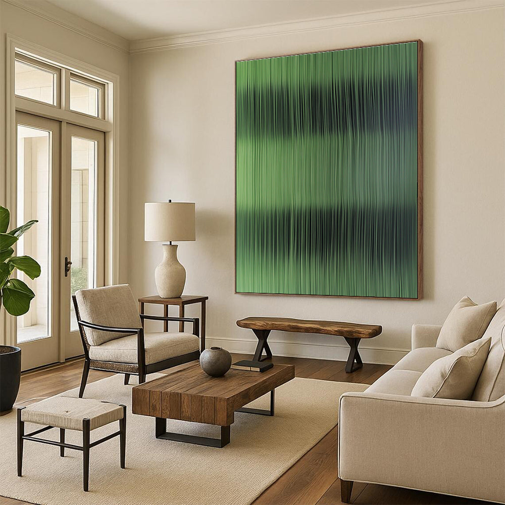 Green Striped Abstract Painting with Subtle Gradients WINK842