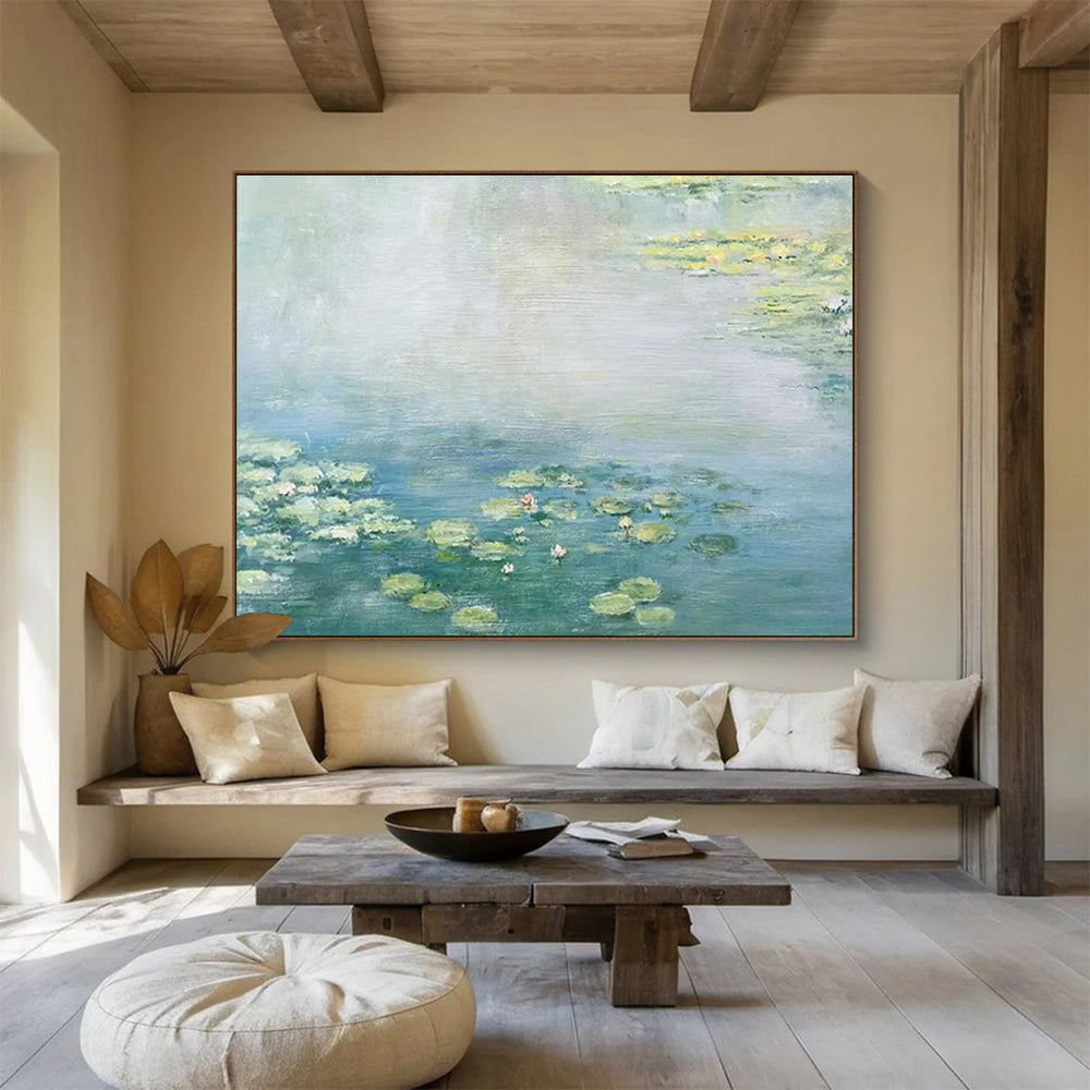 Water Lily Abstract Painting for Tranquil Spa Retreats YHT391