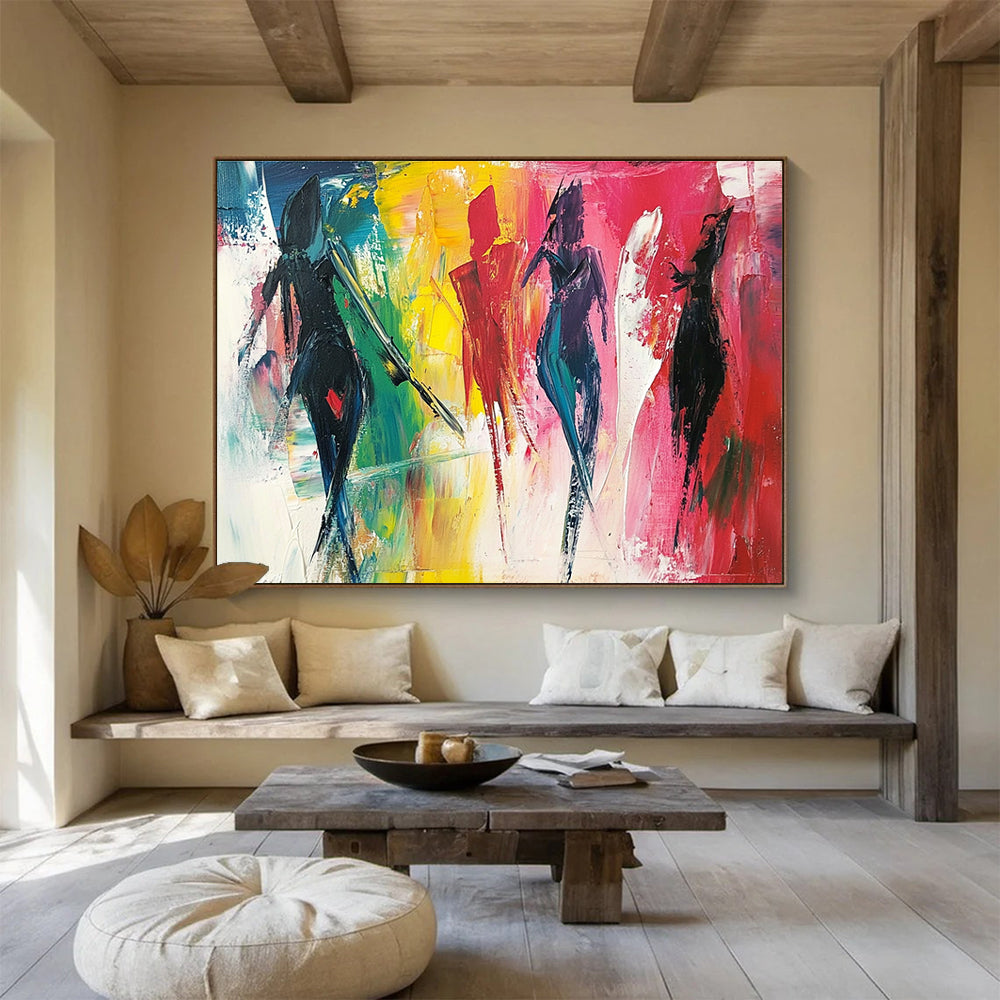 Colorful Figure with Expressive Brushstrokes Abstract Painting ABS347