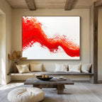 Bold Red Wave Energy Abstract Painting ABS200