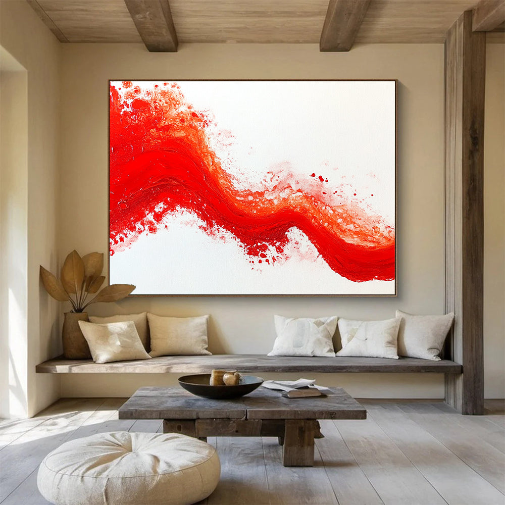 Bold Red Wave Energy Abstract Painting ABS200