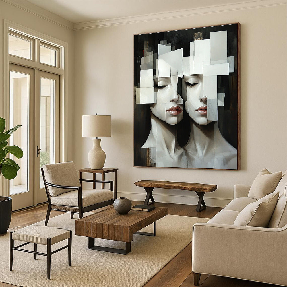 Cubist Faces Modern Abstract Painting for Art Enthusiasts GAB1503