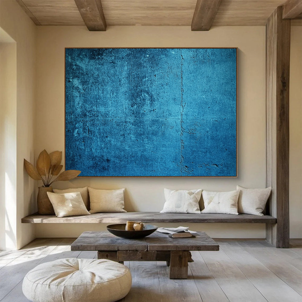 Blue Textured Background Abstract Painting with Industrial Charm ABS573