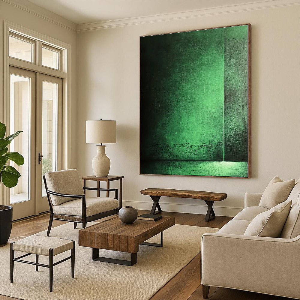 Dark Green Gradient Abstract Painting for Contemporary Art - Inspired Bars GAB1329